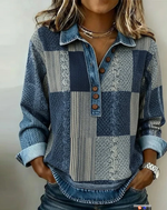 Long Sleeve Sweatshirt With Color Block Print
