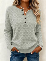 Casual Simple Geometric Henley Collar Long Sleeve T-shirt