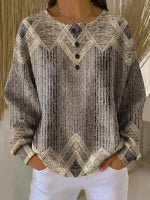 Casual Crew Neck Abstract Printing Sweatshirt