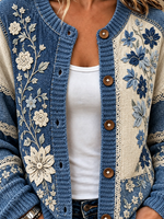 Women Floral Long Sleeve Comfy Casual Cardigan