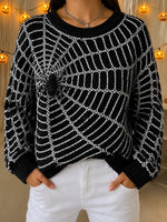 Casual Spider Web Pattern Crew Neck Long Sleeve Sweatshirt