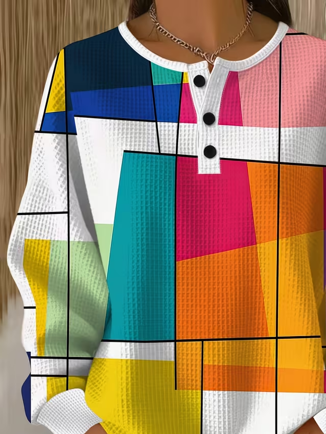 Casual Abstract Crew Neck Long Sleeve Sweatshirt