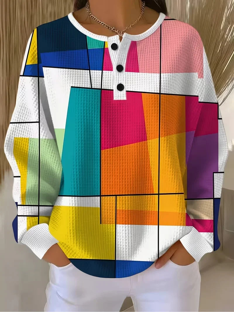 Casual Abstract Crew Neck Long Sleeve Sweatshirt