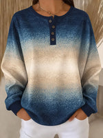 Casual Gradient Henley Collar Long Sleeve Sweatshirt