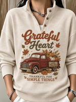 Vintage Text Letters Stand Collar Long Sleeve Sweatshirt