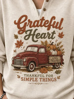 Vintage Text Letters Stand Collar Long Sleeve Sweatshirt