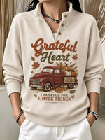 Vintage Text Letters Stand Collar Long Sleeve Sweatshirt
