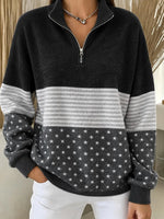 Casual Geometric Stand Collar Long Sleeve Sweatshirt