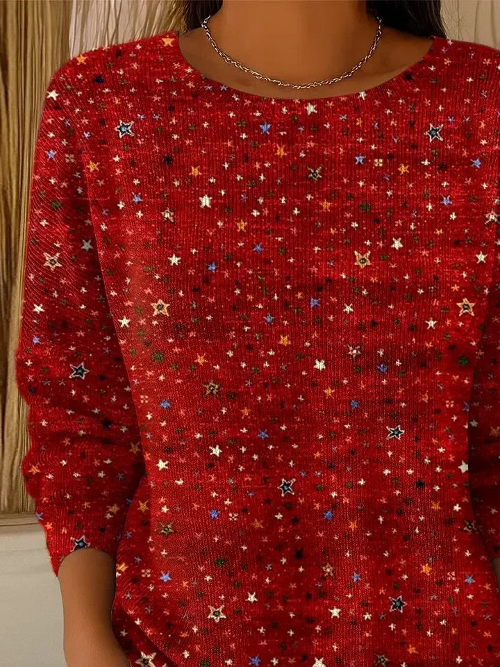 Women Star Long Sleeve Comfy Casual Printing Sweater