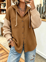 Cozy Stylish Casual Knit-sleeve Button-up Hoodie