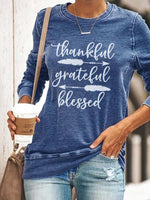 Women's Thanksgiving Day Printed Round Neck Casual Shirt