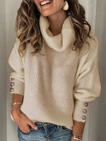 PLUS SIZE LADY SOLID PLAIN CASUAL SWEATER