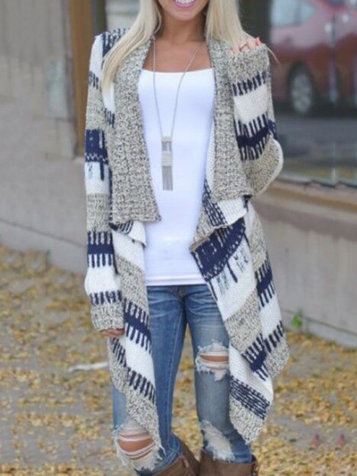 Long Sleeve Cotton-blend Cardigan