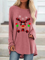 Christmas Reindeer Print Casual Long Sleeves Sweatshirt