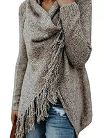 Long Sleeve Cowl Neck Plain Cotton-Blend Shirts & Tops