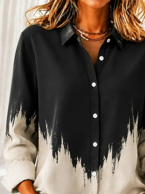 Women Abstract Casual Shirt Shirt Collar Long Sleeve Buckle Top Women Abstract Casual Shirt Shirt Collar Long Sleeve Buckle Top Women Abstract Casual Shirt Shirt Collar Long Sleeve Buckle Top