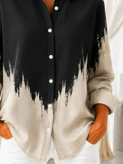 Women Abstract Casual Shirt Shirt Collar Long Sleeve Buckle Top Women Abstract Casual Shirt Shirt Collar Long Sleeve Buckle Top Women Abstract Casual Shirt Shirt Collar Long Sleeve Buckle Top