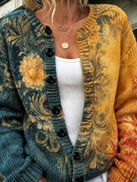 Women Floral Long Sleeve Comfy Casual Cardigan