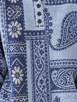 Vintage Geometric Henley Collar Long Sleeve Sweatshirt