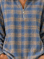 Casual Geometric Stand Collar Long Sleeve Sweatshirt