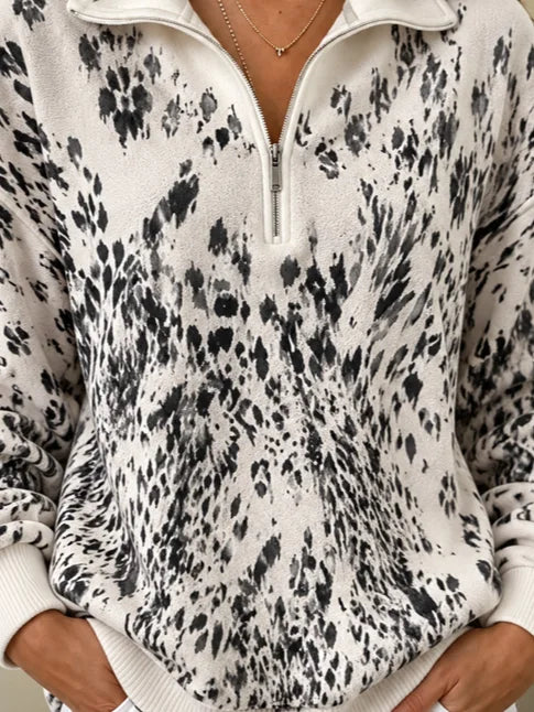 Casual Abstract Stand Collar Long Sleeve Sweatshirt