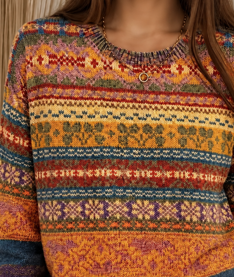 Vintage Abstract Graphic Crew Neck Long Sleeve Sweatshirt