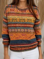 Vintage Abstract Graphic Crew Neck Long Sleeve Sweatshirt