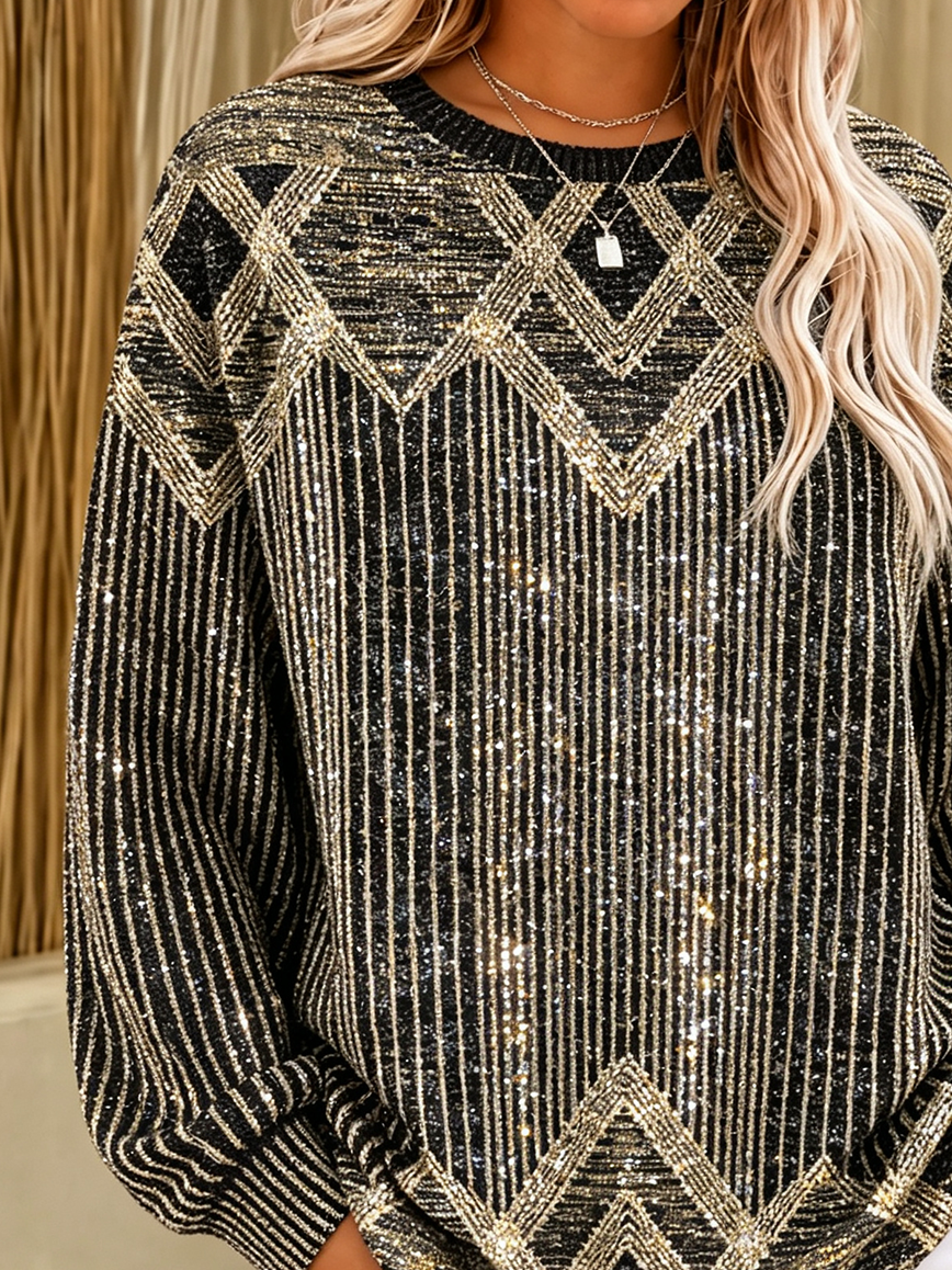 Casual Abstract Crew Neck Long Sleeve Sweatshirt