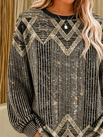 Casual Abstract Crew Neck Long Sleeve Sweatshirt
