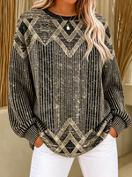 Casual Abstract Crew Neck Long Sleeve Sweatshirt