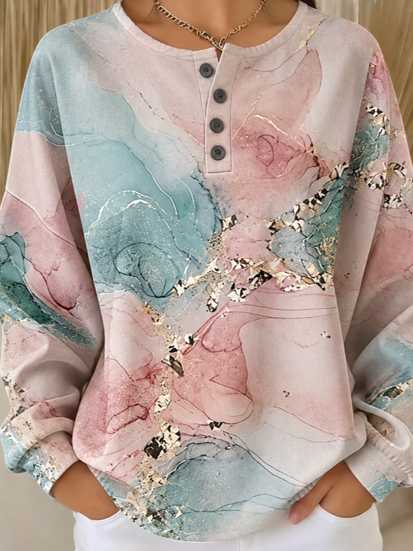 Casual Abstract Crew Neck Long Sleeve Sweatshirt