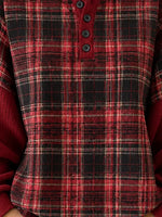Casual Plaid Henley Collar Long Sleeve Sweatshirt