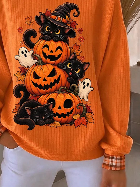 Casual Plaid Crew Neck Long Sleeve Sweatshirt