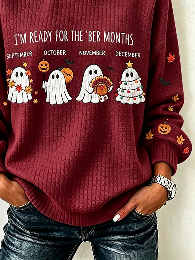 Casual Halloween Crew Neck Long Sleeve Sweatshirt