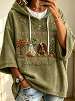 Casual Maple Leaf Hoodie Half Sleeve Hoodie