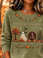 Women Maple Leaf Long Sleeve Comfy Casual Printing Sweater