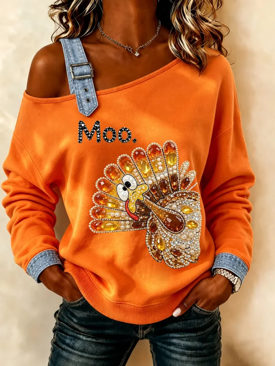 Casual Turkey Asymmetrical Long Sleeve Sweatshirt