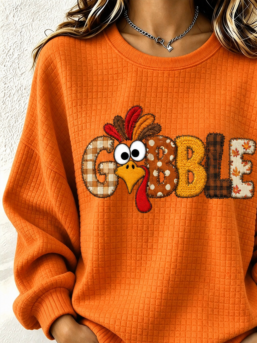 Casual Turkey Crew Neck Long Sleeve Sweatshirt