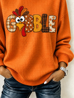 Casual Turkey Crew Neck Long Sleeve Sweatshirt