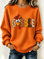 Casual Turkey Crew Neck Long Sleeve Sweatshirt