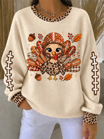 Casual Leopard Crew Neck Long Sleeve Sweatshirt