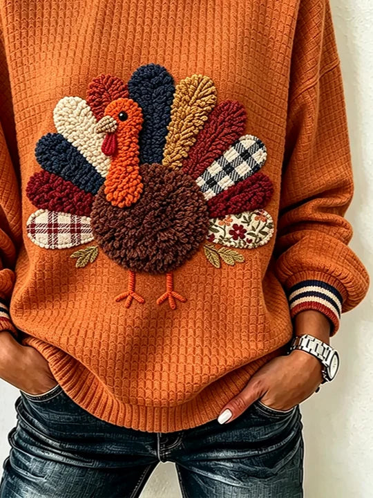 Casual Turkey Crew Neck Long Sleeve Sweatshirt
