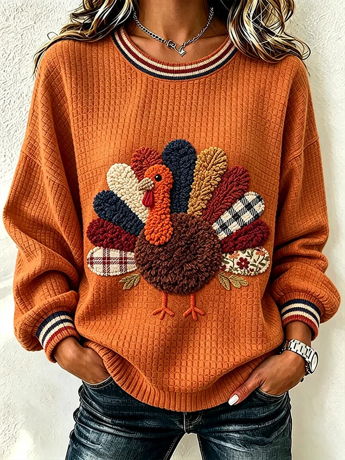 Casual Turkey Crew Neck Long Sleeve Sweatshirt