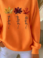 Casual Maple Leaf Crew Neck Long Sleeve Sweatshirt