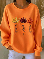 Casual Maple Leaf Crew Neck Long Sleeve Sweatshirt