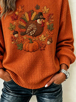 Casual Maple Leaf Crew Neck Long Sleeve Sweatshirt