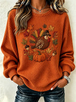 Casual Maple Leaf Crew Neck Long Sleeve Sweatshirt