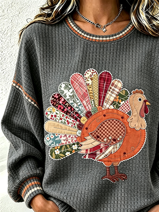 Casual Turkey Crew Neck Long Sleeve Sweatshirt