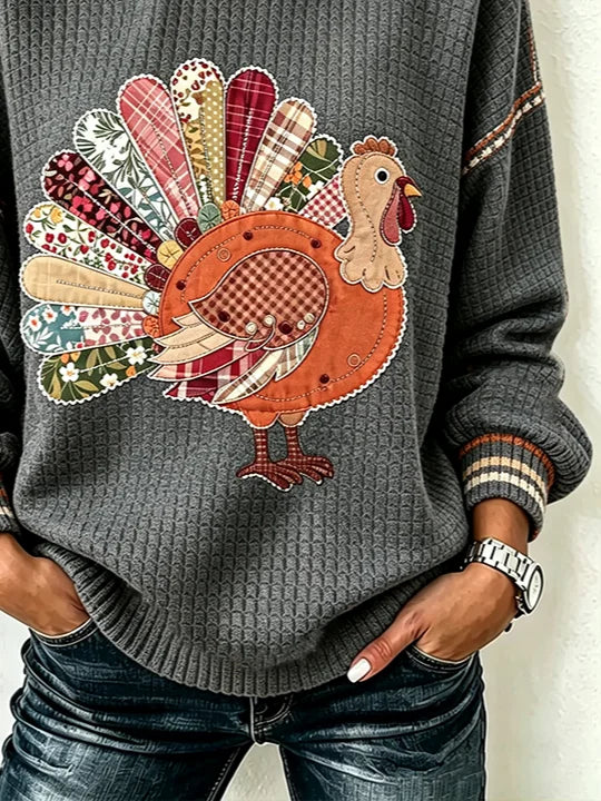 Casual Turkey Crew Neck Long Sleeve Sweatshirt