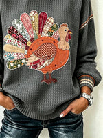 Casual Turkey Crew Neck Long Sleeve Sweatshirt